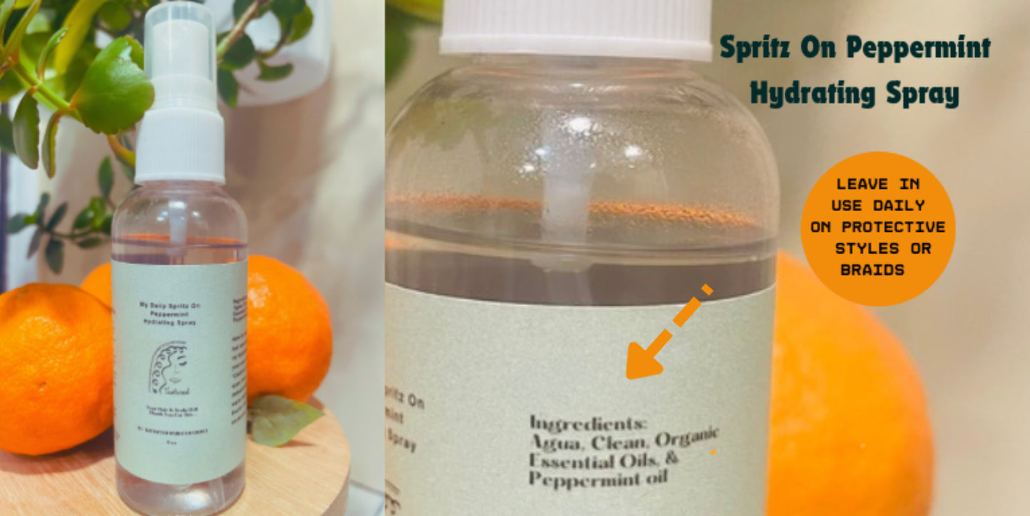 Bundle Pack of 4, 2 oz, All Natural Hydrating Spritz On, Leave In Peppermint Spray