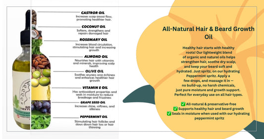 All Natural, Hair Growth & Beard Oil made with organic & clean ingredients