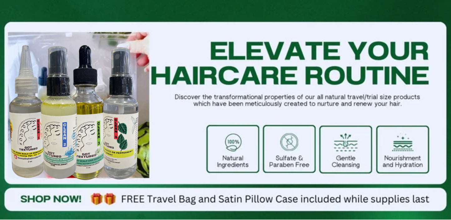 Five Pack 2 oz Hair & Beard Care Products with Free Travel Bag & Satin Pillowcase