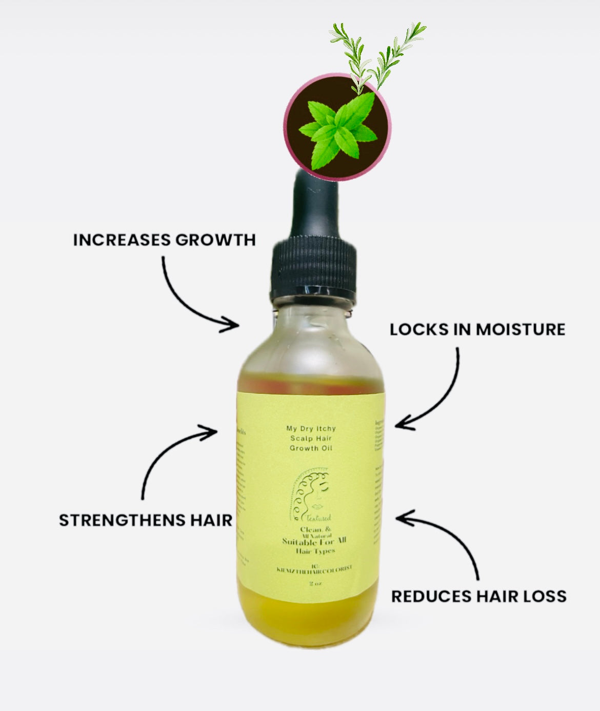 All Natural, Hair Growth Oil made with organic & clean ingredients