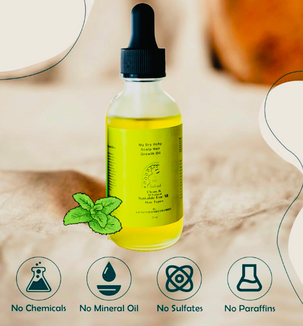 All Natural, Hair Growth Oil made with organic & clean ingredients